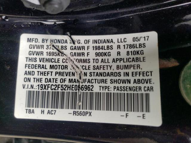 Photo 10 from auction – 2017 HONDA CIVIC LX with VIN 19XFC2F52HE056962
