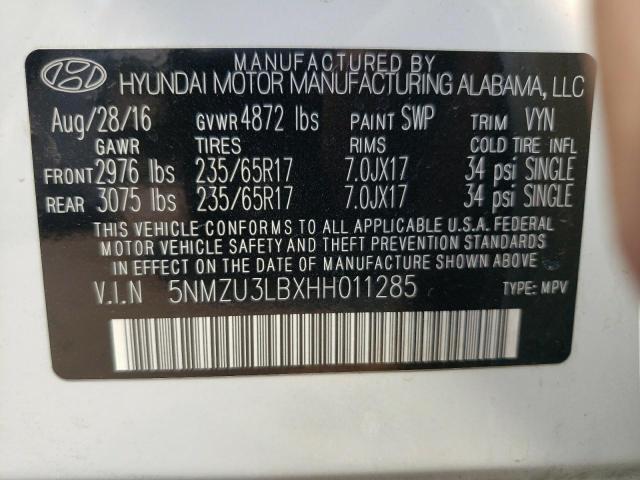Photo 10 from auction – 2017 HYUNDAI SANTA FE S with VIN 5NMZU3LBXHH011285