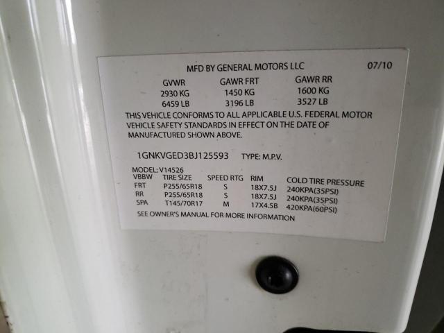 CHEVROLET TRAVERSE L 2011 with VIN 1GNKVGED3BJ125593 - Photo from auction