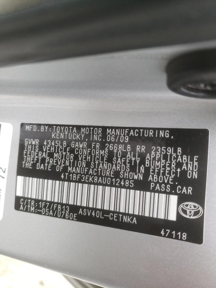 Photo 10 from auction – 2010 TOYOTA CAMRY BASE with VIN 4T1BF3EK8AU012485