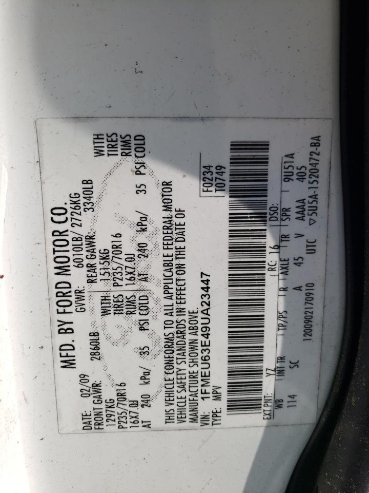 Photo 10 from auction – 2009 FORD EXPLORER X with VIN 1FMEU63E49UA23447
