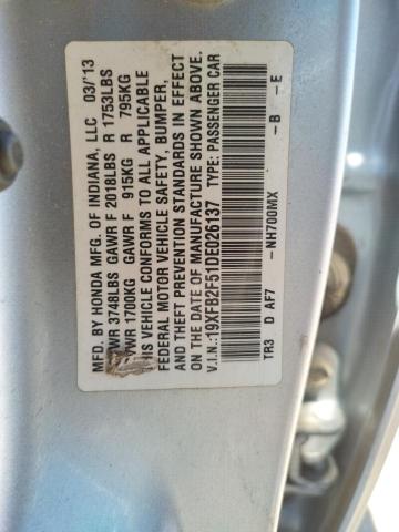 Photo 10 from auction – 2013 HONDA CIVIC LX with VIN 19XFB2F51DE026137