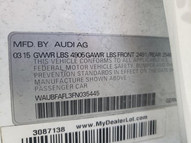 Photo 10 from auction – 2015 AUDI A4 PREMIUM with VIN WAUBFAFL3FN035445