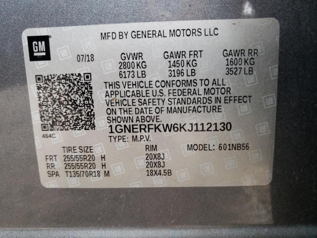Photo 10 from auction – 2019 CHEVROLET TRAVERSE L with VIN 1GNERFKW6KJ112130