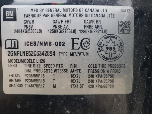 Photo 10 from auction – 2012 CHEVROLET EQUINOX LT with VIN 2GNFLNE52C6342894
