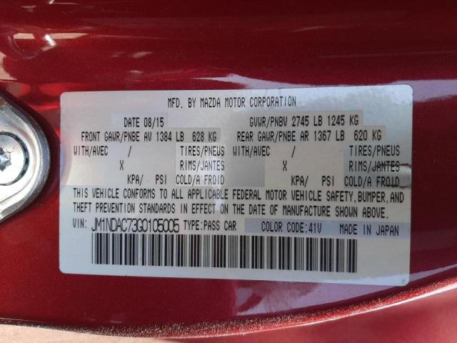 Photo 10 from auction – 2016 MAZDA MX-5 MIATA with VIN JM1NDAC73G0105005