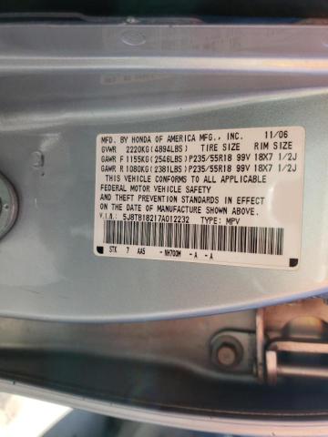 Photo 10 from auction – 2007 ACURA RDX with VIN 5J8TB18217A012232