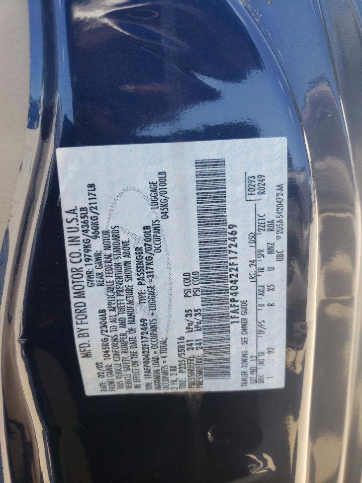 Foto 10 de la subasta – 2002 FORD MUSTANG con VIN 1FAFP40422F172469