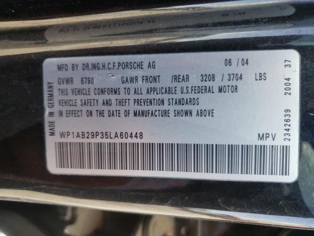 Photo 10 from auction – 2005 PORSCHE CAYENNE with VIN WP1AB29P35LA60448