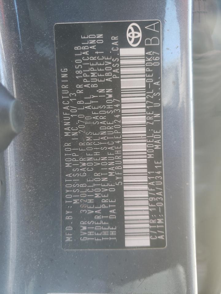 Photo 10 from auction – 2014 TOYOTA COROLLA L with VIN 5YFBURHE4EP024347