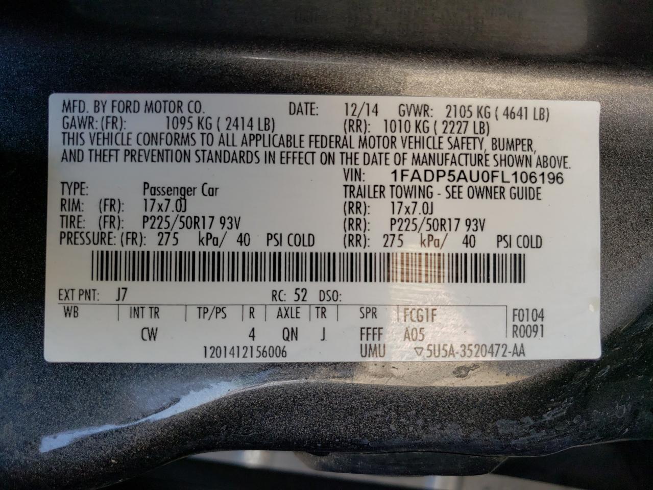 Zdjęcie 10 z aukcji – 2015 FORD C-MAX SE z VIN 1FADP5AU0FL106196