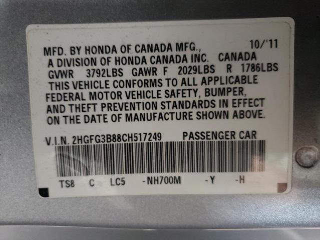 Photo 10 from auction – 2012 HONDA CIVIC EX with VIN 2HGFG3B88CH517249