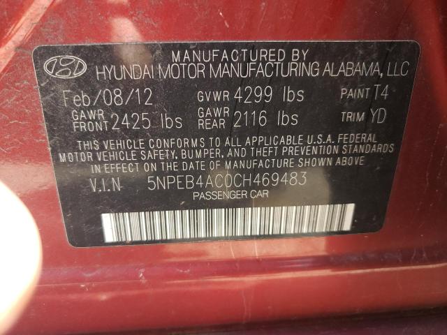 Photo 10 from auction – 2012 HYUNDAI SONATA GLS with VIN 5NPEB4AC0CH469483