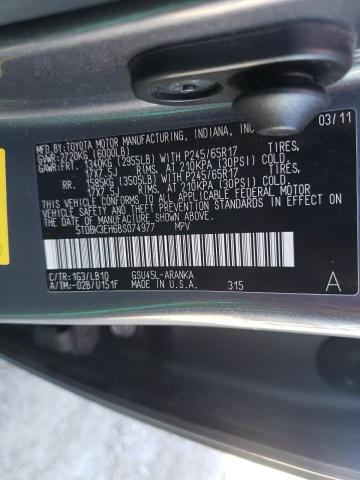 Photo 10 from auction – 2011 TOYOTA HIGHLANDER with VIN 5TDBK3EH6BS074977