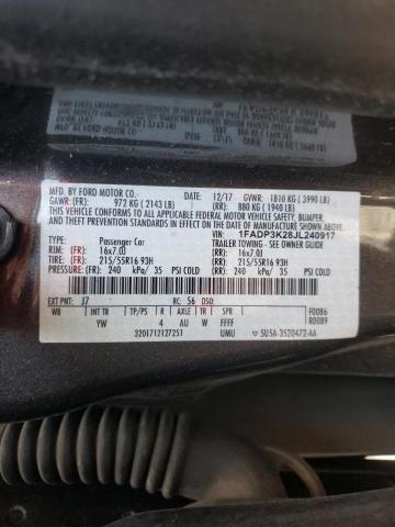 Photo 10 from auction – 2018 FORD FOCUS SE with VIN 1FADP3K28JL240917
