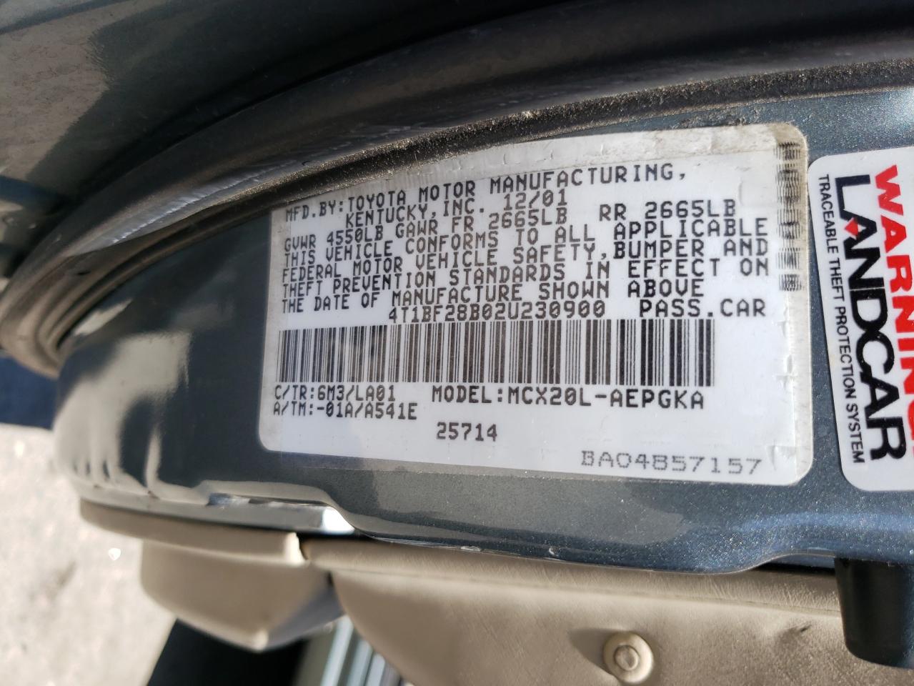 Photo 10 from auction – 2002 TOYOTA AVALON XL with VIN 4T1BF28B02U230900