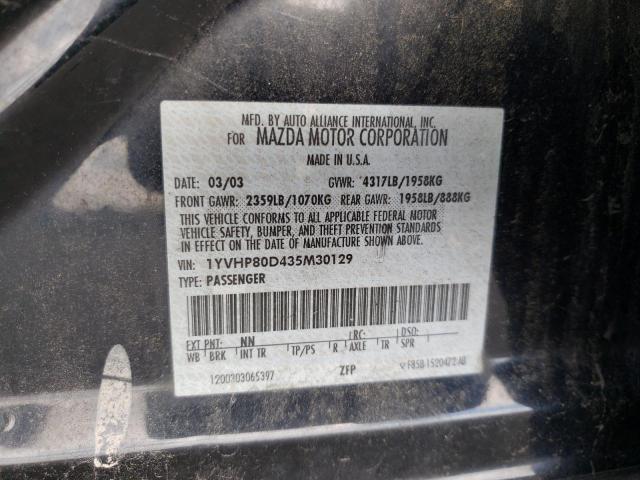 Photo 10 from auction – 2003 MAZDA 6 S with VIN 1YVHP80D435M30129