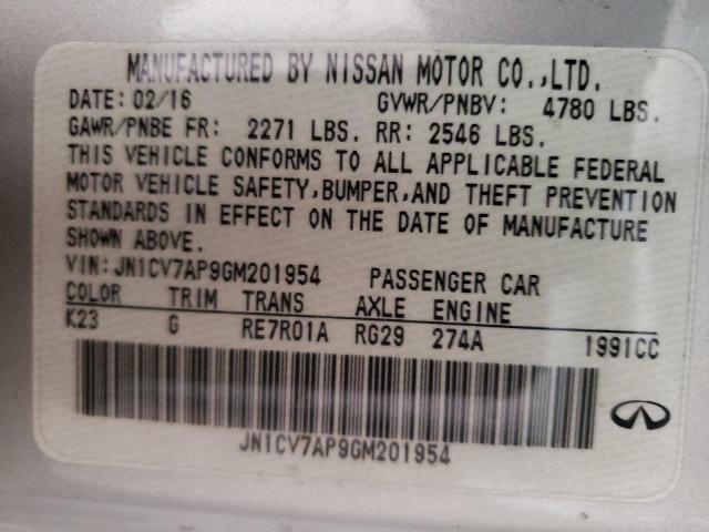 Photo 10 from auction – 2016 INFINITI Q50 BASE with VIN JN1CV7AP9GM201954