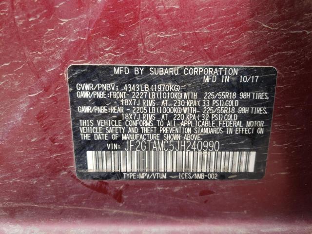 Photo 10 from auction – 2018 SUBARU CROSSTREK with VIN JF2GTAMC5JH240990