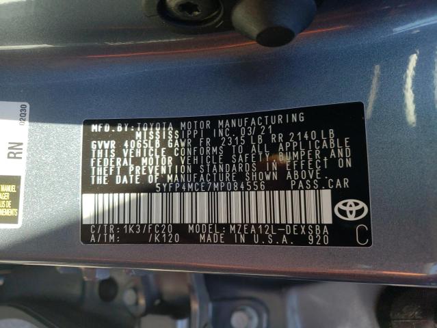 Photo 10 from auction – 2021 TOYOTA COROLLA SE with VIN 5YFP4MCE7MP084556