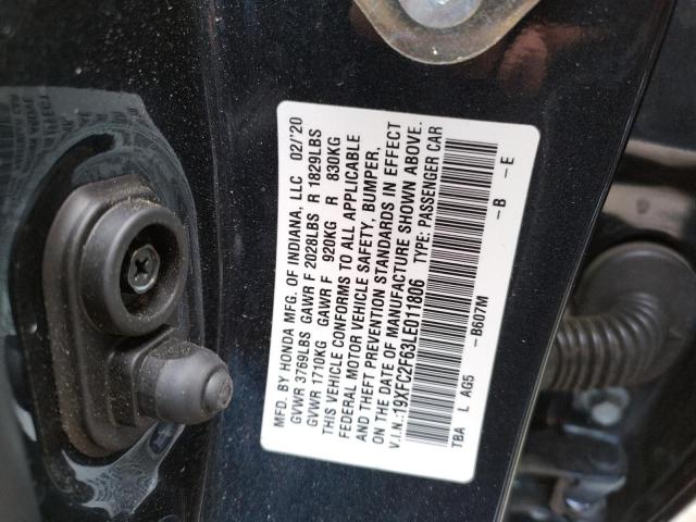 Photo 10 from auction – 2020 HONDA CIVIC LX with VIN 19XFC2F63LE011806