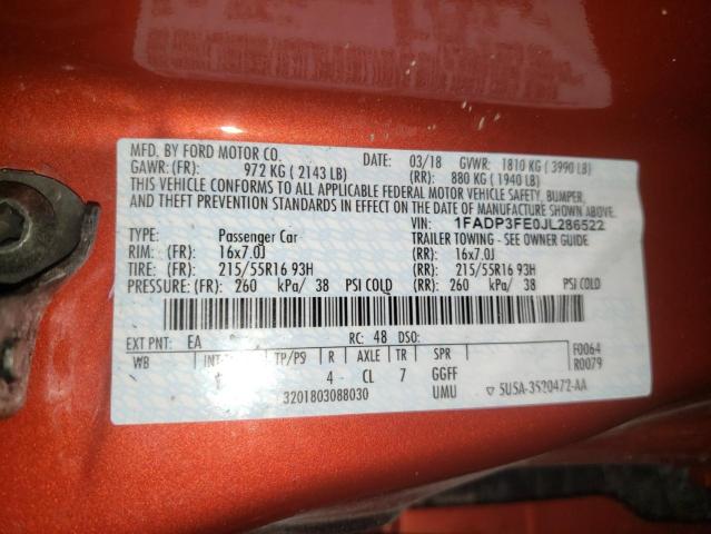 Photo 10 from auction – 2018 FORD FOCUS SE with VIN 1FADP3FE0JL286522