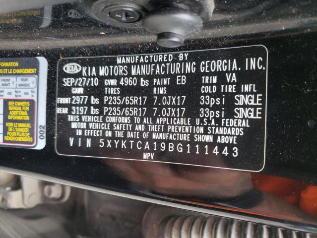 Photo 10 from auction – 2011 KIA SORENTO BA with VIN 5XYKTCA19BG111443