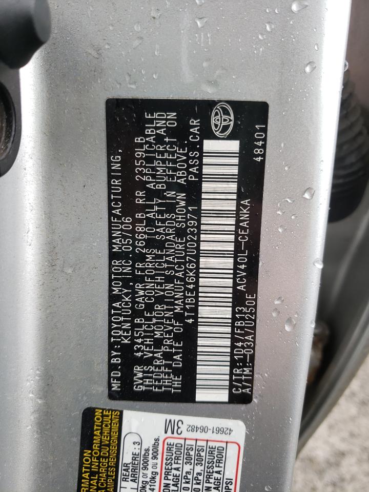 Photo 10 from auction – 2007 TOYOTA CAMRY CE with VIN 4T1BE46K67U023971