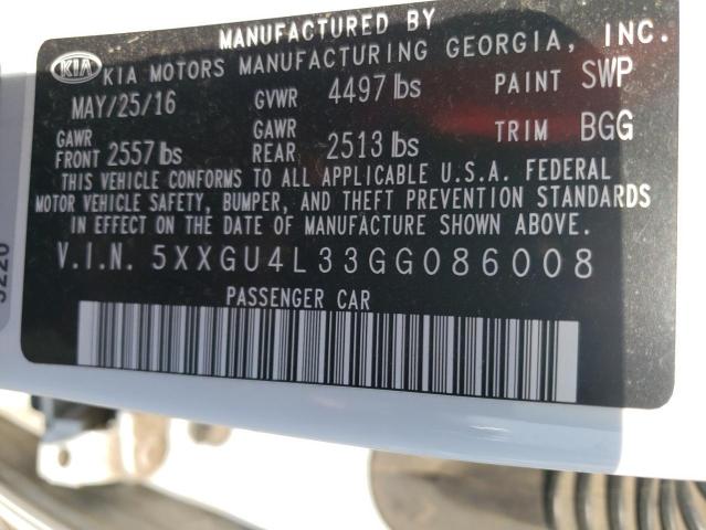 Photo 10 from auction – 2016 KIA OPTIMA EX with VIN 5XXGU4L33GG086008