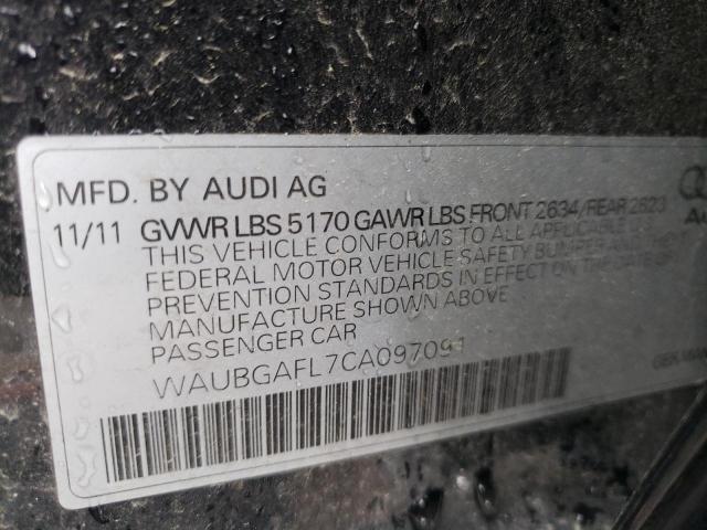 AUDI S4 PREMIUM 2012 with VIN WAUBGAFL7CA097091 - Photo from auction