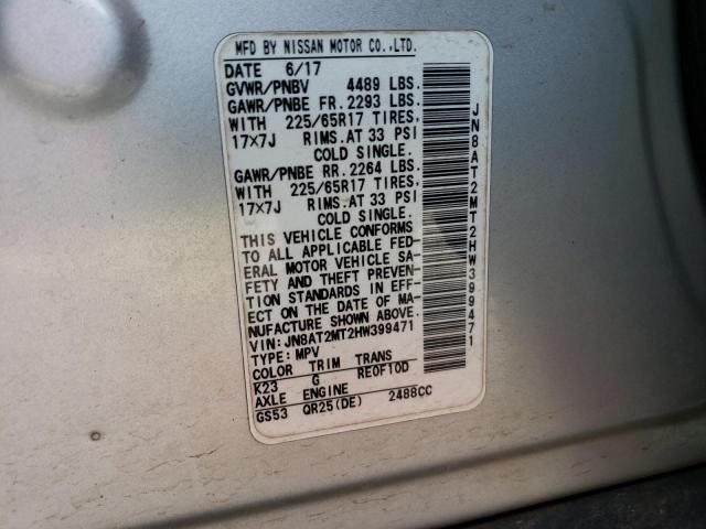 Photo 10 from auction – 2017 NISSAN ROGUE S with VIN JN8AT2MT2HW399471