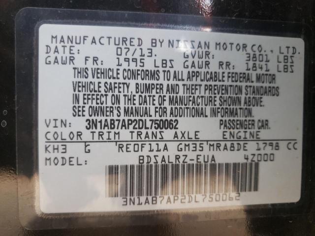 Photo 10 from auction – 2013 NISSAN SENTRA with VIN 3N1AB7AP2DL750062