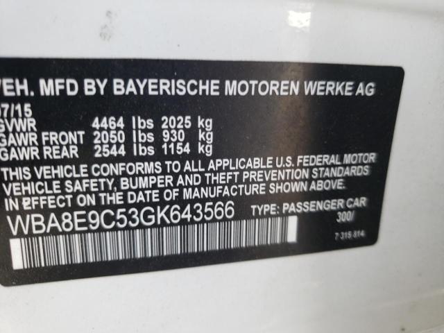 Photo 10 from auction – 2016 BMW 328 I SULE with VIN WBA8E9C53GK643566