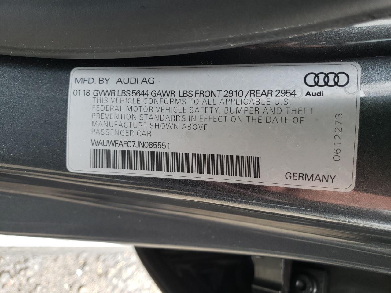 Photo 10 from auction – 2018 AUDI S7 PREMIUM with VIN WAUWFAFC7JN085551