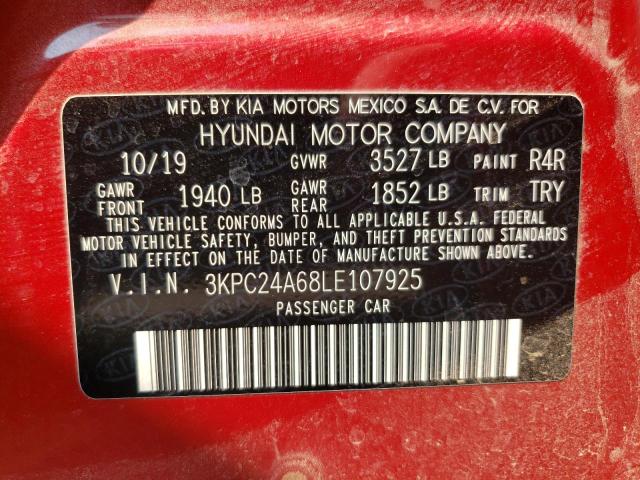 Photo 10 from auction – 2020 HYUNDAI ACCENT SE with VIN 3KPC24A68LE107925