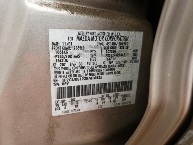Photo 10 from auction – 2002 MAZDA TRIBUTE LX with VIN 4F2CU08122KM16525