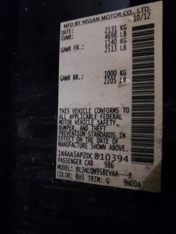 Photo 10 from auction – 2013 NISSAN MAXIMA S with VIN 1N4AA5AP2DC810394