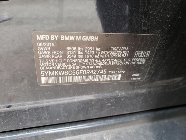Photo 10 from auction – 2015 BMW X6 M with VIN 5YMKW8C56F0R42745