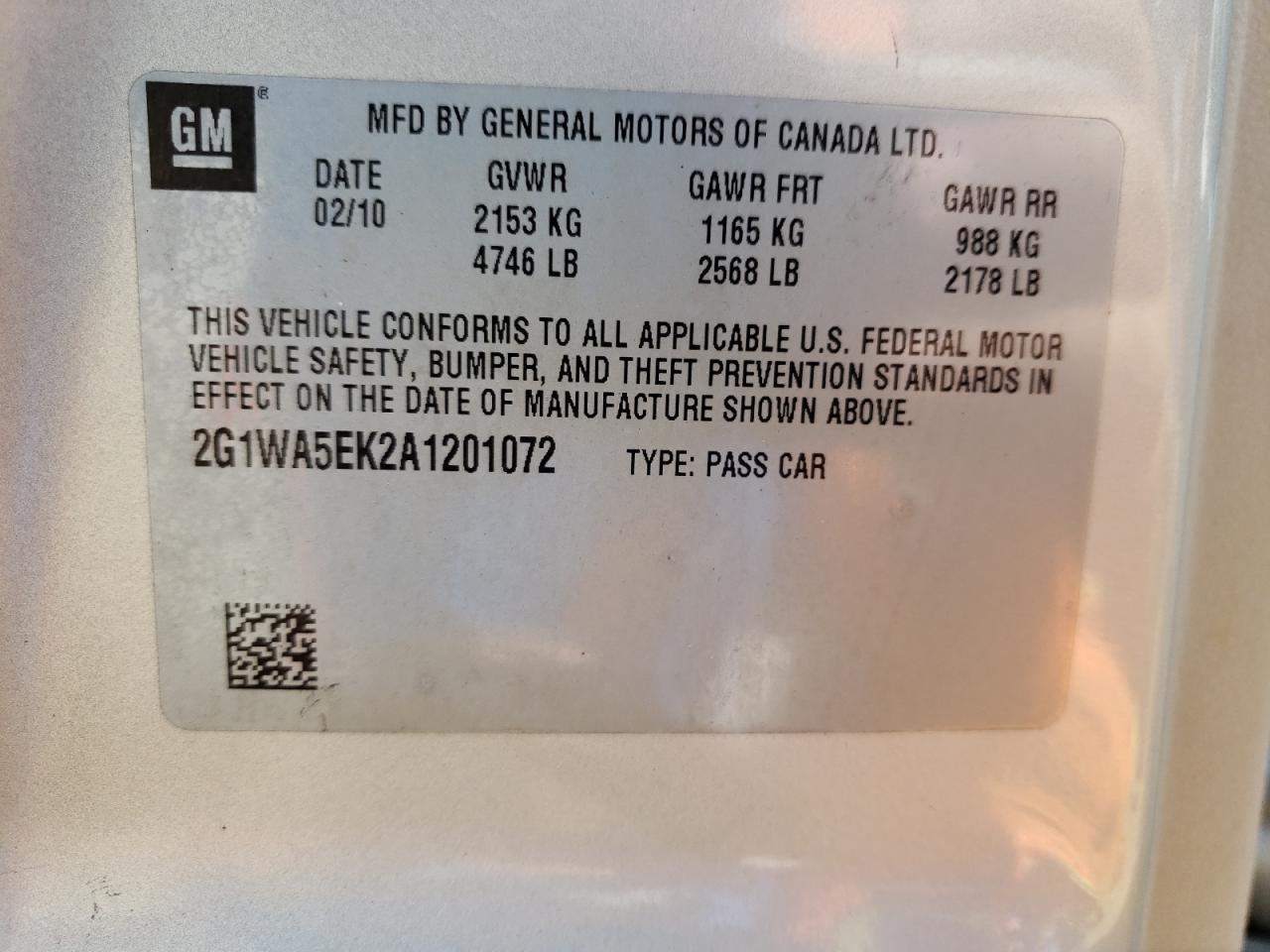 Photo 10 from auction – 2010 CHEVROLET IMPALA LS with VIN 2G1WA5EK2A1201072