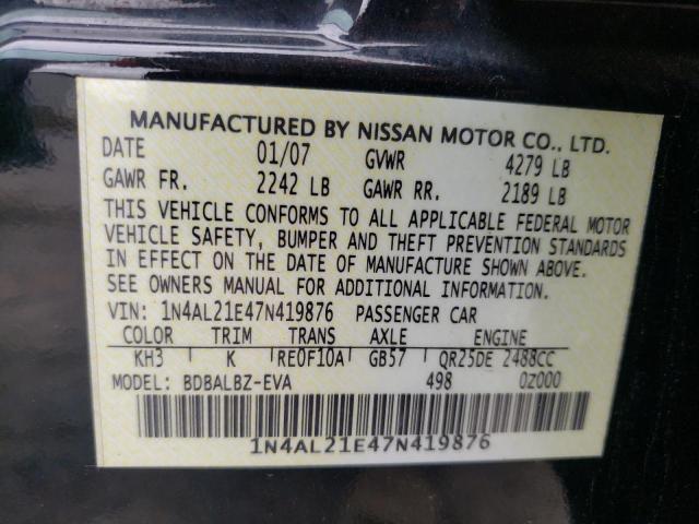 Photo 10 from auction – 2007 NISSAN ALTIMA 2.5 with VIN 1N4AL21E47N419876