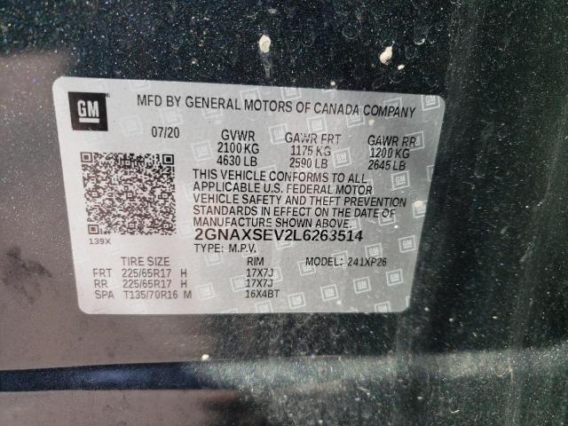Photo 10 from auction – 2020 CHEVROLET EQUINOX LS with VIN 2GNAXSEV2L6263514