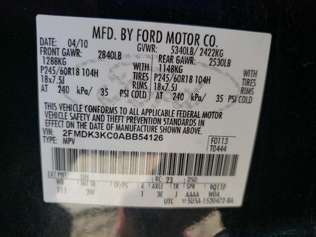 Photo 10 from auction – 2010 FORD EDGE LIMIT with VIN 2FMDK3KC0ABB54126