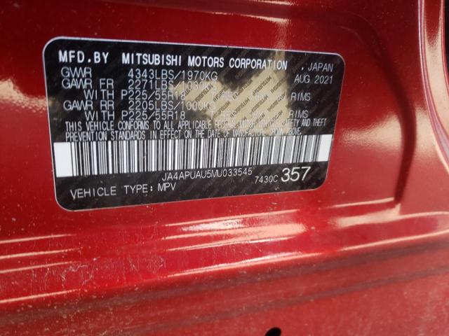 Photo 10 from auction – 2021 MITSUBISHI OUTLANDER with VIN JA4APUAU5MU033545
