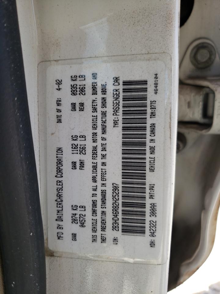 Photo 10 from auction – 2002 DODGE INTREPID S with VIN 2B3HD46R82H252907
