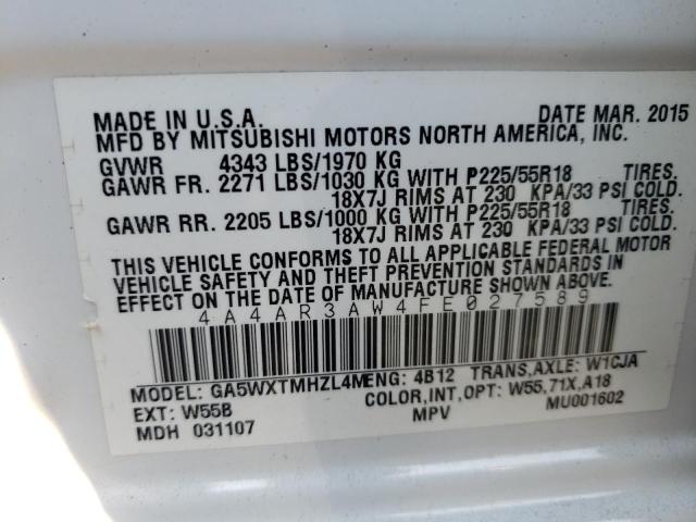 Photo 10 from auction – 2015 MITSUBISHI OUTLANDER with VIN 4A4AR3AW4FE027589