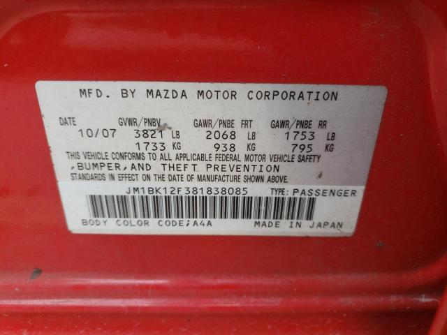 Photo 10 from auction – 2008 MAZDA 3 I with VIN JM1BK12F381838085