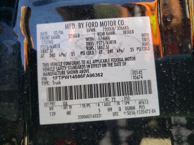 Photo 10 from auction – 2006 FORD F150 SUPER with VIN 1FTPW14586FA96362