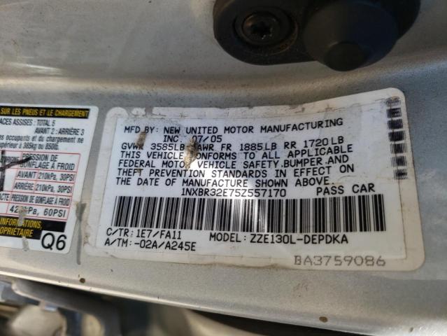 Photo 10 from auction – 2005 TOYOTA COROLLA CE with VIN 1NXBR32E75Z557170