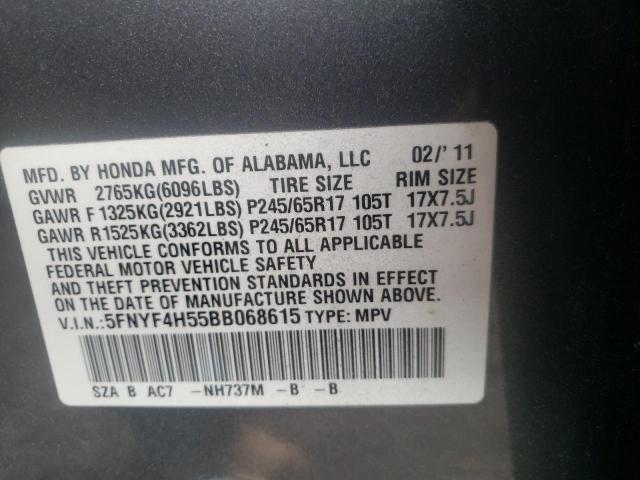Photo 10 from auction – 2011 HONDA PILOT EXL with VIN 5FNYF4H55BB068615