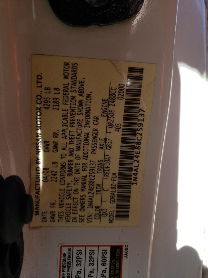 Photo 10 from auction – 2008 NISSAN ALTIMA 2.5 with VIN 1N4AL24E88C259137